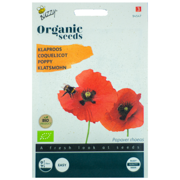 Klaproos Papaver Rode BIO Buzzy Organic Seeds