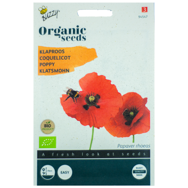 Klaproos Papaver Rode BIO Buzzy Organic Seeds