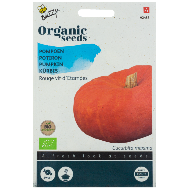 Pompoen Rode van Etampes Reuzenpompoen BIO Buzzy Organic Seeds