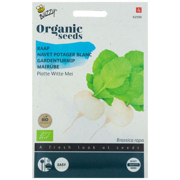 Raap Platte Witte Mei Knolraap BIO Buzzy Organic Seeds