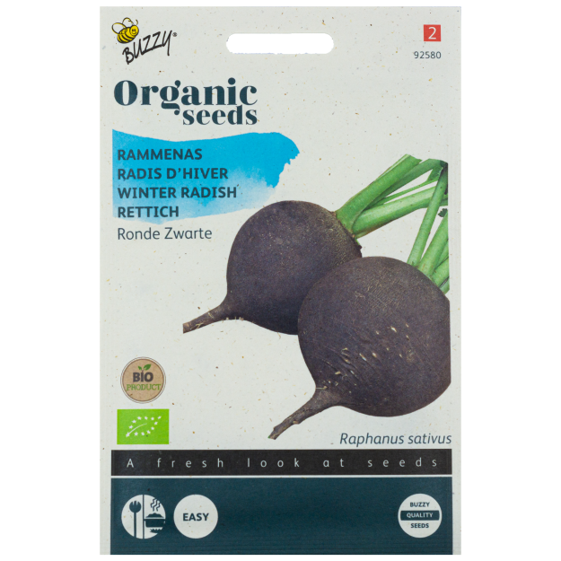 Rammenas Ronde Zwarte Rettich BIO Buzzy Organic Seeds