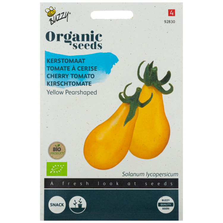 Tomaat Yellow Pearshaped Kerstomaat BIO Buzzy Organic Seeds