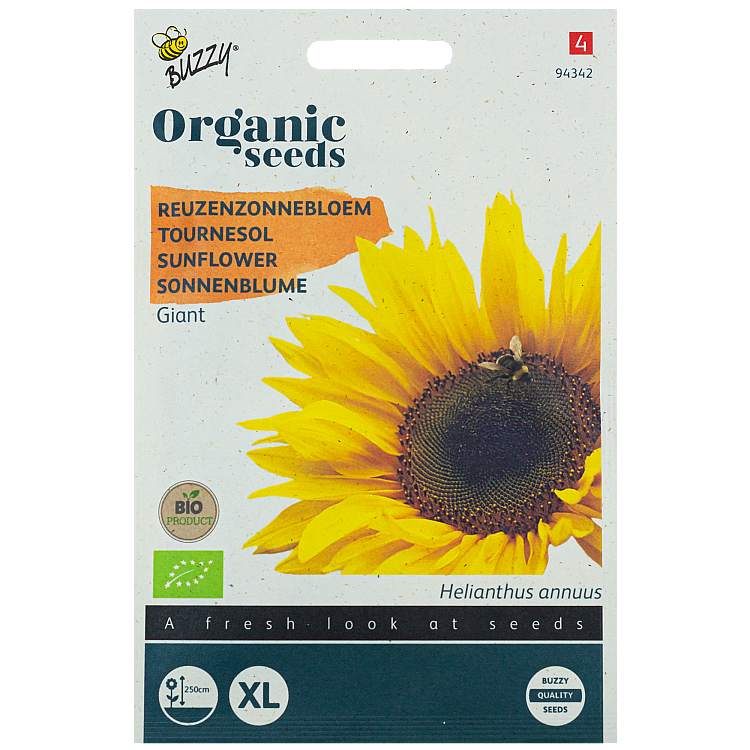 Zonnebloem Giant Reuzenzonnebloem BIO Buzzy Organic Seeds