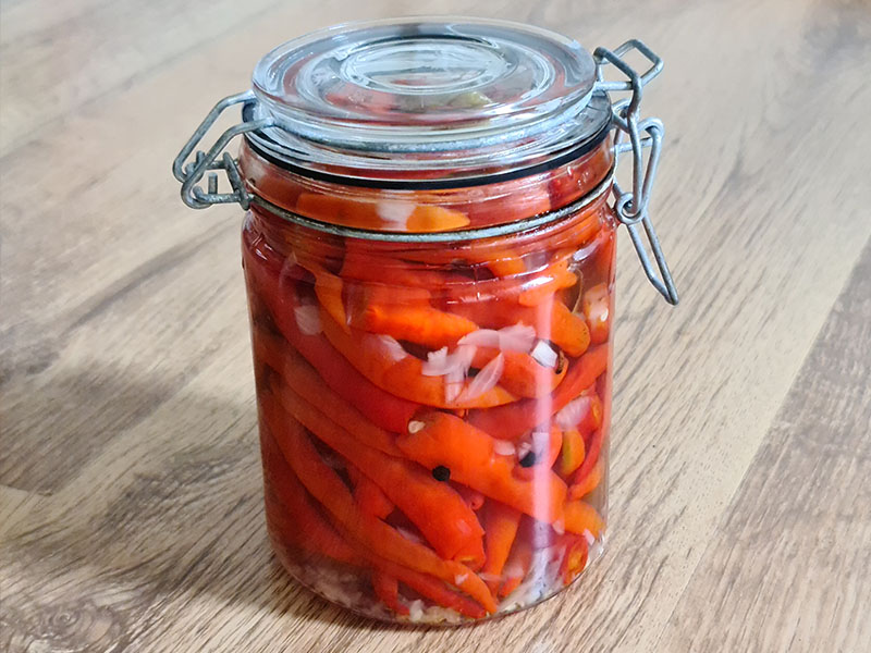 ingemaakte spaanse peper cayennepeper zoetzuur cayenne zuur ingemaakt azijn ingredienten